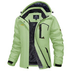Chaqueta de esquí impermeable para mujer, con capucha, forro polar, cálida, de invierno, para la nieve, cortavientos de montaña, cortavientos de lluvia, cortavientos para otoño, diversión al aire libre