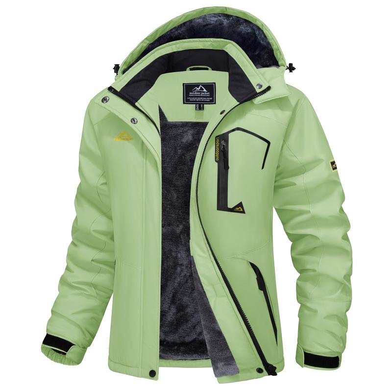 Chaqueta de esquí impermeable para mujer, con capucha, forro polar, cálida, de invierno, para la nieve, cortavientos de montaña, cortavientos de lluvia, cortavientos para otoño, diversión al aire libre