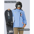 Chaqueta de esquí impermeable para mujer, con capucha, forro polar, cálida, de invierno, para la nieve, cortavientos de montaña, cortavientos de lluvia, cortavientos para otoño, diversión al aire libre