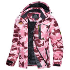 Chaqueta de esquí impermeable para mujer, con capucha, forro polar, cálida, de invierno, para la nieve, cortavientos de montaña, cortavientos de lluvia, cortavientos para otoño, diversión al aire libre