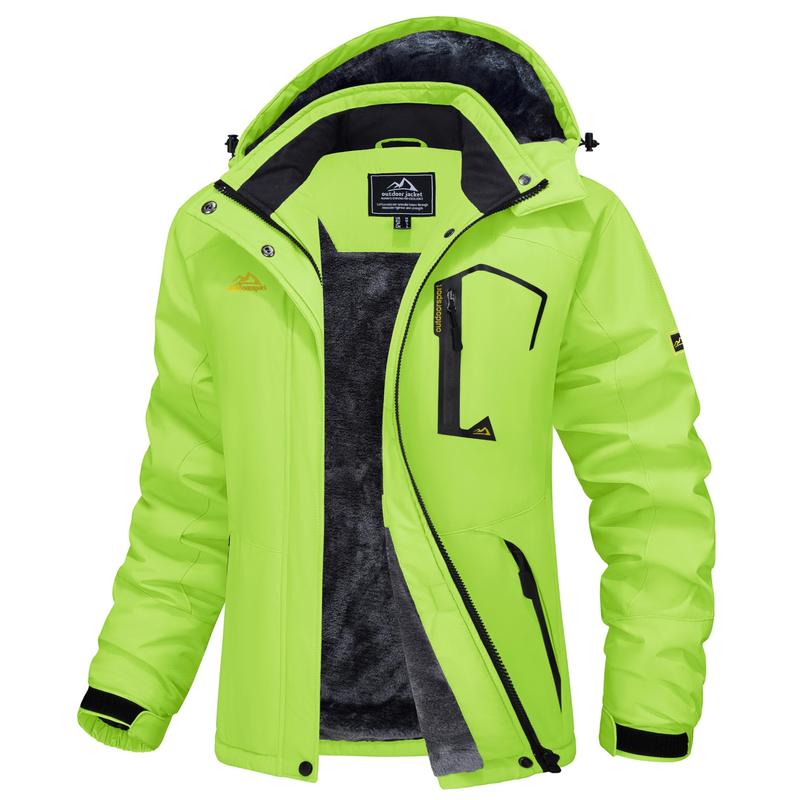 Chaqueta de esquí impermeable para mujer, con capucha, forro polar, cálida, de invierno, para la nieve, cortavientos de montaña, cortavientos de lluvia, cortavientos para otoño, diversión al aire libre