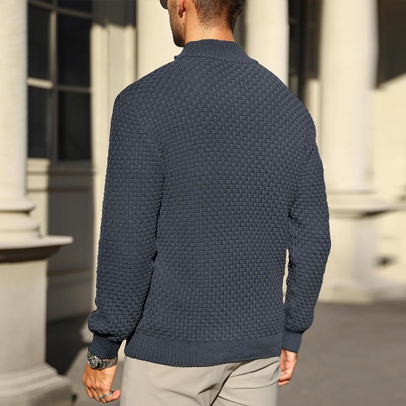 Suéter de punto trenzado con cuello de cremallera para hombre – Pulóver de cuello alto cálido con cuello con cremallera – Capa perfecta para días fríos, viernes casuales y estilo atemporal para el día a día TikTokShopBlackFriday Regalo de Navidad