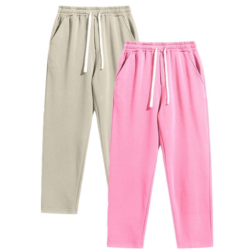 2-Piece Men's Solid Fashion Sweatpants, Versatile Year-Round Wear, Ideal for Autumn and Winter