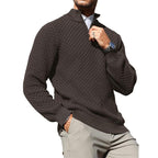 Suéter de punto trenzado con cuello de cremallera para hombre – Pulóver de cuello alto cálido con cuello con cremallera – Capa perfecta para días fríos, viernes casuales y estilo atemporal para el día a día TikTokShopBlackFriday Regalo de Navidad