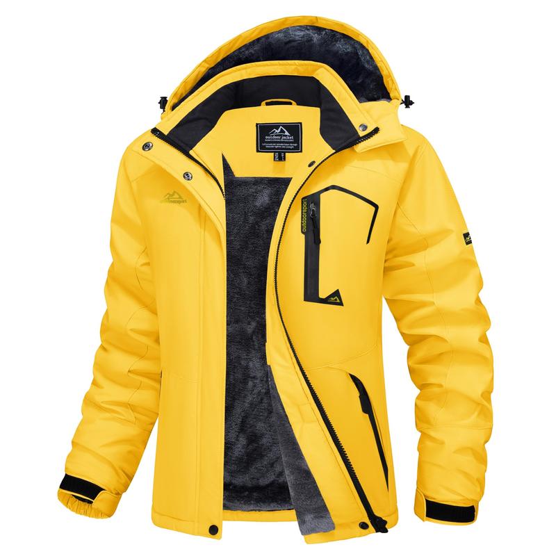 Chaqueta de esquí impermeable para mujer, con capucha, forro polar, cálida, de invierno, para la nieve, cortavientos de montaña, cortavientos de lluvia, cortavientos para otoño, diversión al aire libre