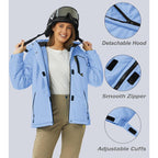 Chaqueta de esquí impermeable para mujer, con capucha, forro polar, cálida, de invierno, para la nieve, cortavientos de montaña, cortavientos de lluvia, cortavientos para otoño, diversión al aire libre