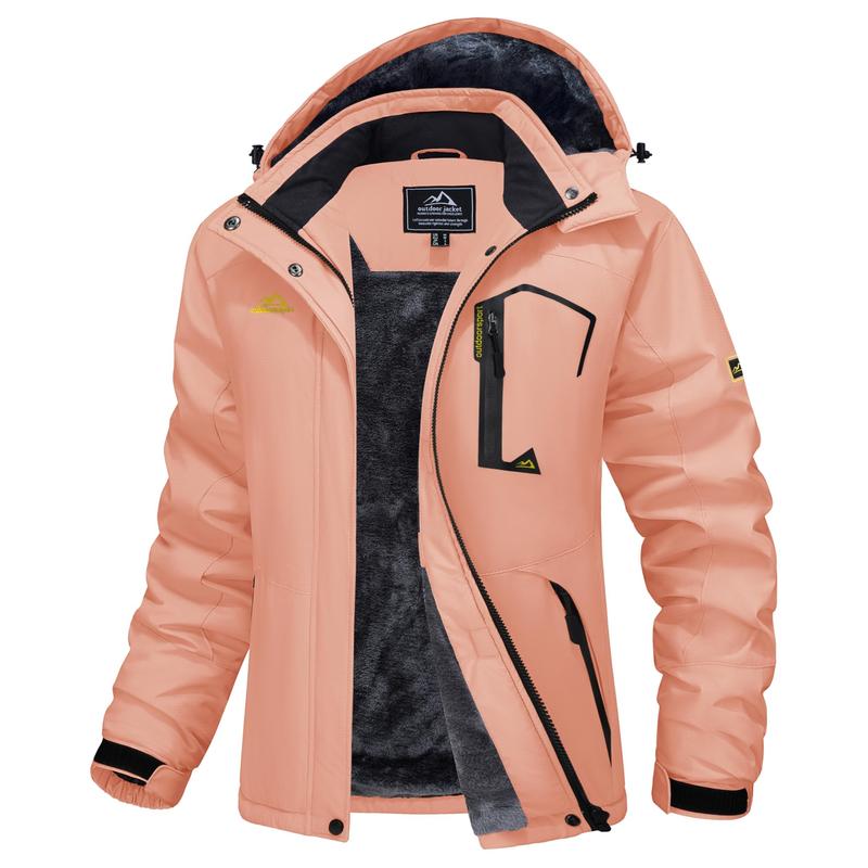 Chaqueta de esquí impermeable para mujer, con capucha, forro polar, cálida, de invierno, para la nieve, cortavientos de montaña, cortavientos de lluvia, cortavientos para otoño, diversión al aire libre