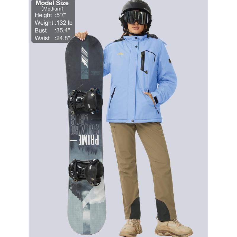 Chaqueta de esquí impermeable para mujer, con capucha, forro polar, cálida, de invierno, para la nieve, cortavientos de montaña, cortavientos de lluvia, cortavientos para otoño, diversión al aire libre
