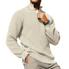 Suéter de punto trenzado con cuello de cremallera para hombre – Pulóver de cuello alto cálido con cuello con cremallera – Capa perfecta para días fríos, viernes casuales y estilo atemporal para el día a día TikTokShopBlackFriday Regalo de Navidad