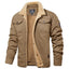 Chaqueta camionera de invierno con forro sherpa para hombre, chaqueta informal cálida con múltiples bolsillos, tops de ropa de hombre con cuello, forro polar de algodón, manga larga, novedad de otoño, chaqueta caqui beige, diversión al aire libre