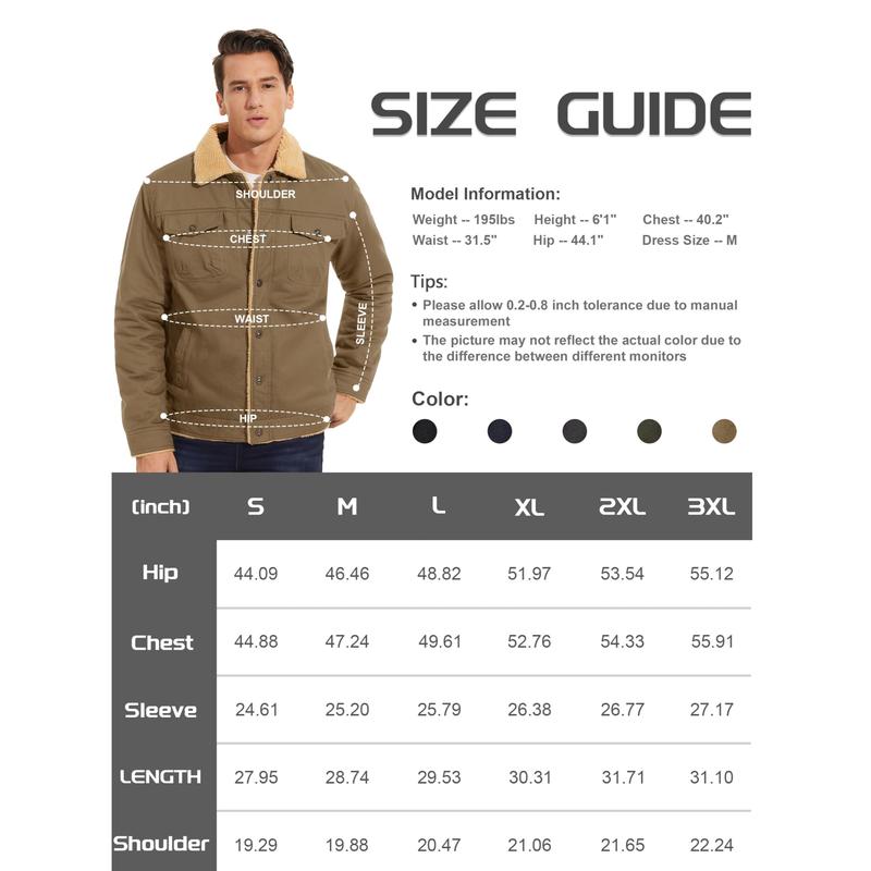 Chaqueta camionera de invierno con forro sherpa para hombre, chaqueta informal cálida con múltiples bolsillos, tops de ropa de hombre con cuello, forro polar de algodón, manga larga, novedad de otoño, chaqueta caqui beige, diversión al aire libre