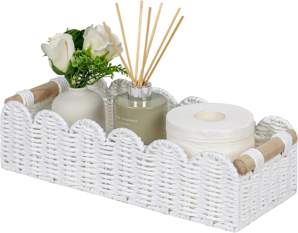 Cesta de almacenamiento para inodoro con cuerda de papel festoneada