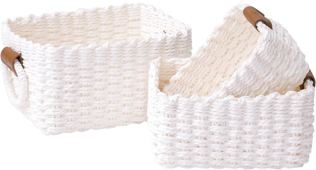 Cestas de almacenamiento peque�as con cuerda de papel - Juego de 3