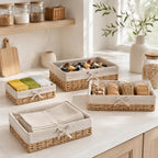 Lined Shelf Storage Baskets - Set of 4