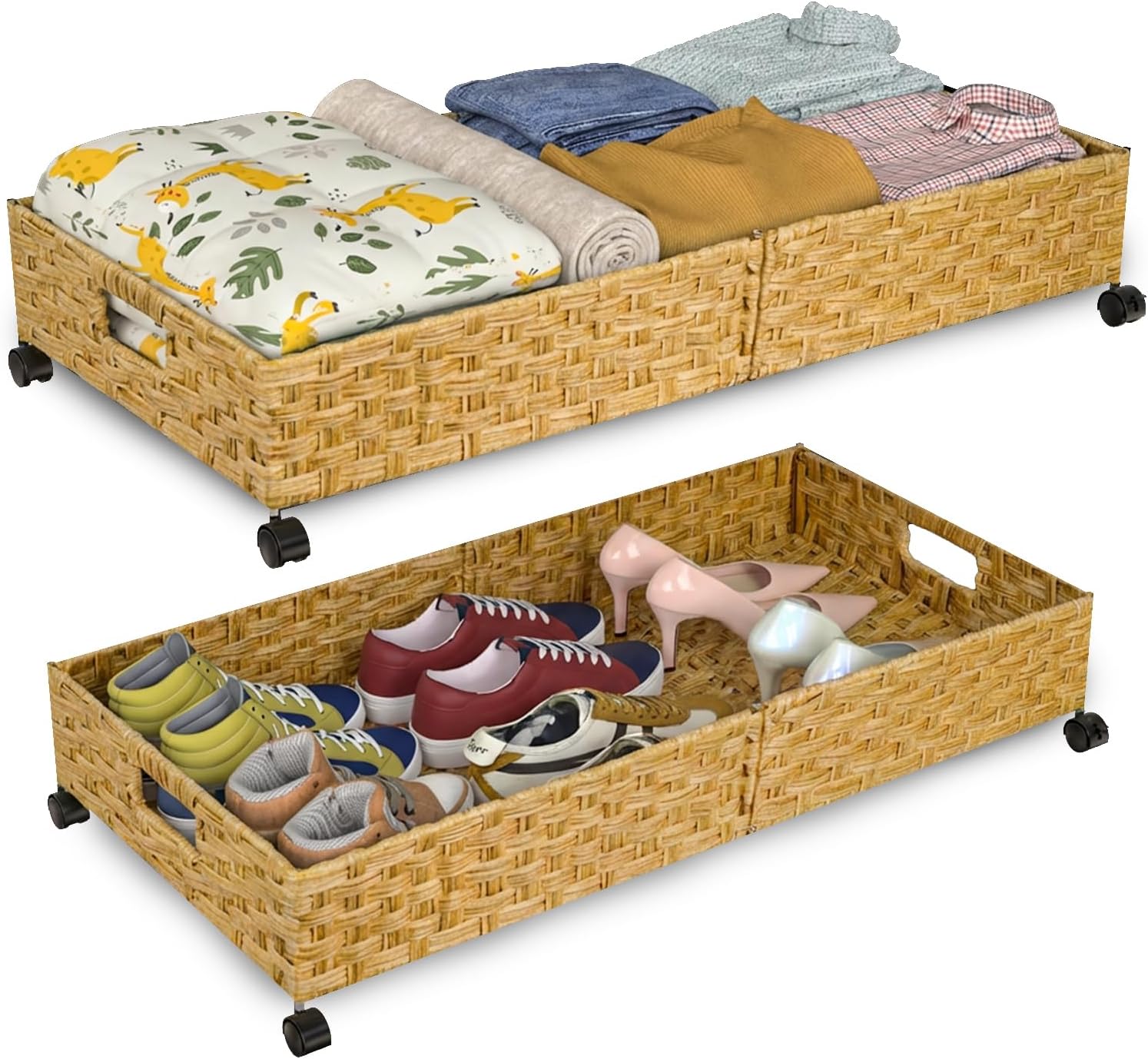 Rolling Rattan Under-Bed Storage Bin
