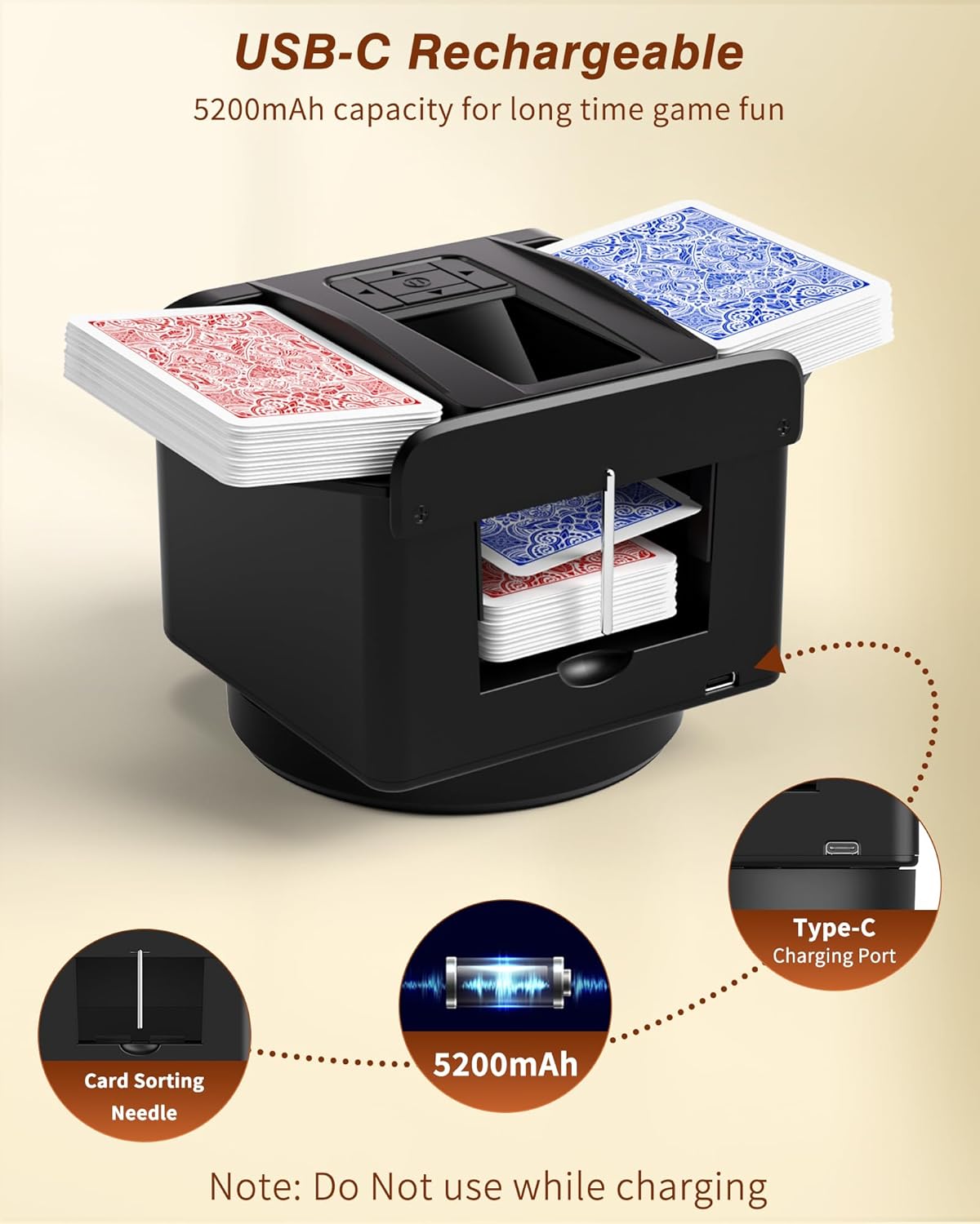 Máquina Barajadora y Repartidora Automática 2 en 1 con 4 Controles Remotos para 1-2 Barajas, Recargable por USB-C, Soporta de 1 a 12 Jugadores, Programable, para Póker, UNO, Blackjack, Texas Hold'em