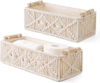 Cestas de almacenamiento de macram� boho marfil - Juego de 2