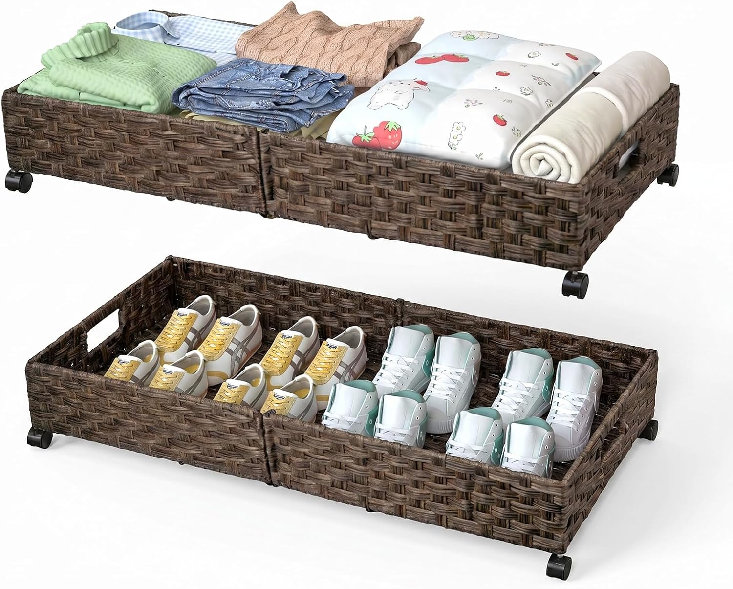 Rolling Rattan Under-Bed Storage Bin