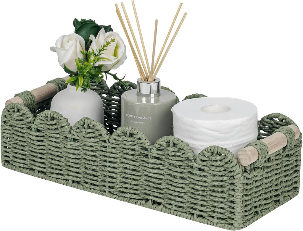 Cesta de almacenamiento para inodoro con cuerda de papel festoneada