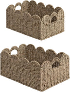 Scalloped Water Hyacinth Baskets - Set of 2