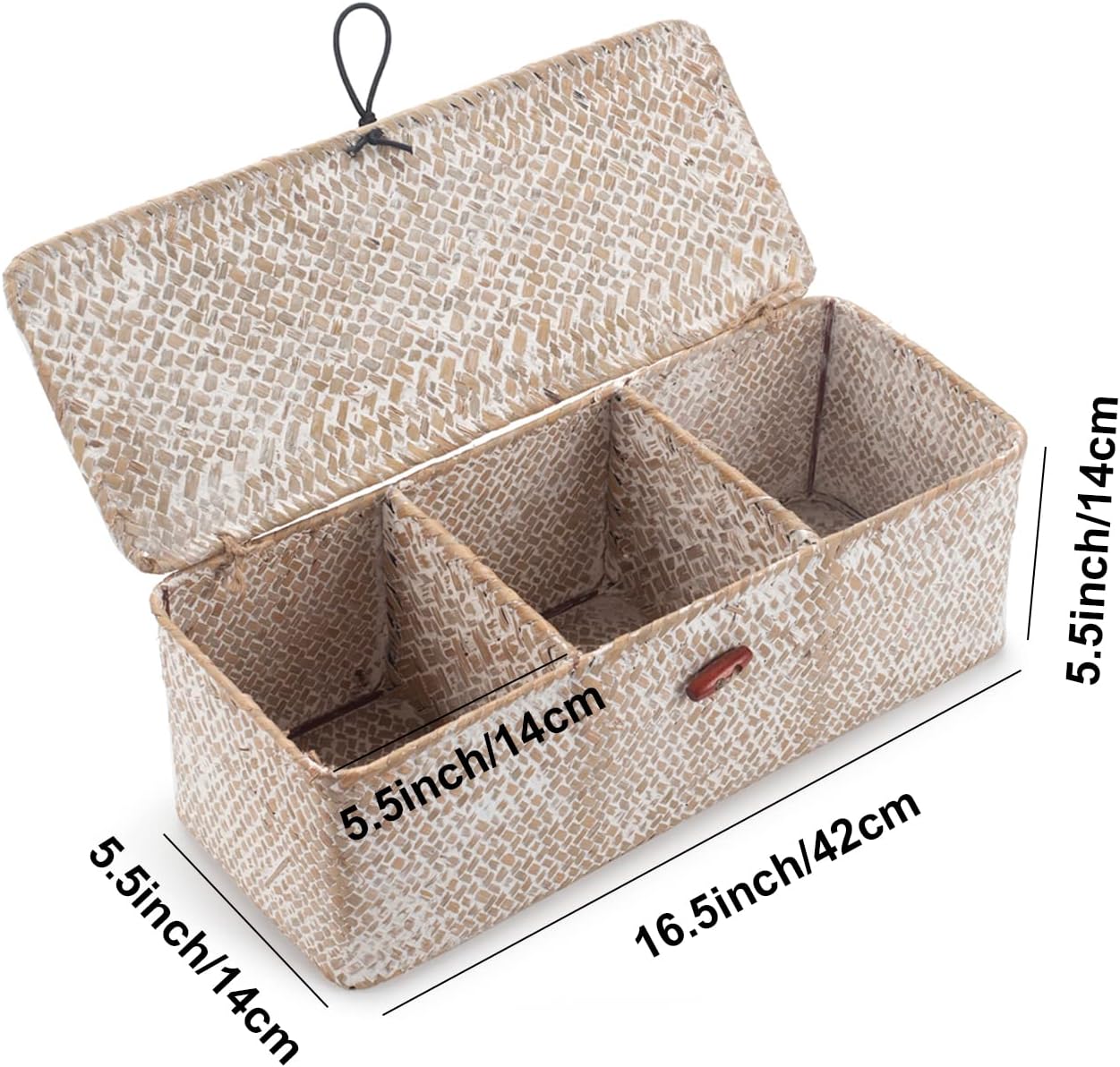 Whitewashed Seagrass Toilet Tank Basket with Lid