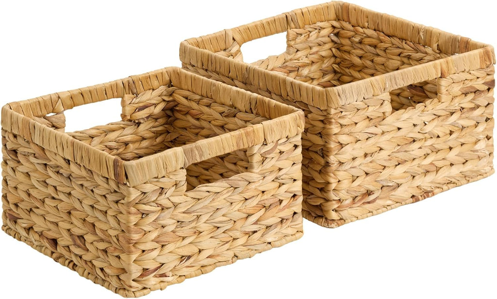 Cestas de estantes de jacinto de agua natural - Juego de 2