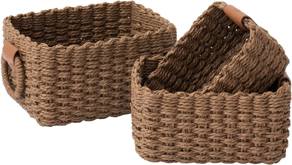 Cestas de almacenamiento peque�as con cuerda de papel - Juego de 3