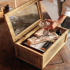 Cajas expositoras de rat�n con tapas de vidrio - Juego de 2