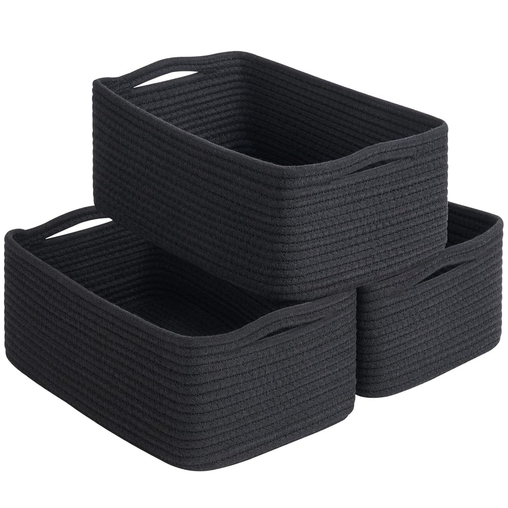 Cestas de almacenamiento tejidas en blanco y marr�n - Juego de 3