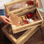 Cajas expositoras de rat�n con tapas de vidrio - Juego de 2