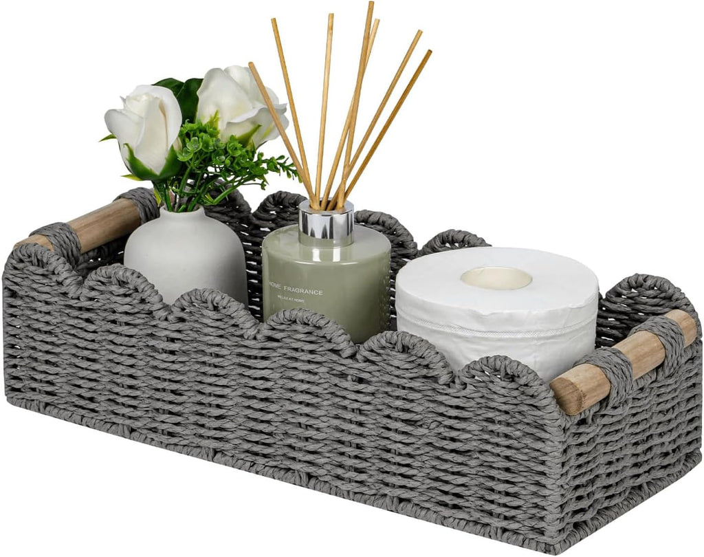 Cesta de almacenamiento para inodoro con cuerda de papel festoneada