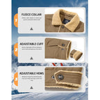 Chaqueta camionera de invierno con forro sherpa para hombre, chaqueta informal cálida con múltiples bolsillos, tops de ropa de hombre con cuello, forro polar de algodón, manga larga, novedad de otoño, chaqueta caqui beige, diversión al aire libre