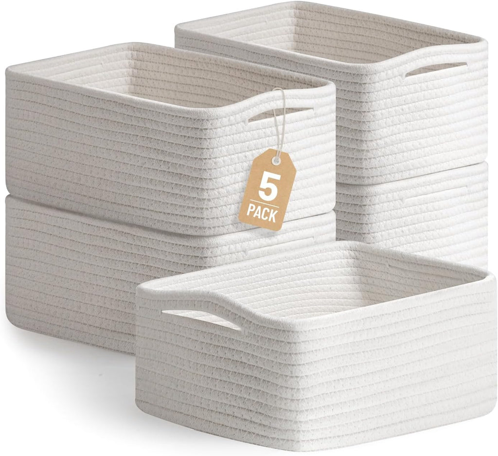 Cestas de almacenamiento peque�as con cuerda de algod�n - Juego de 5