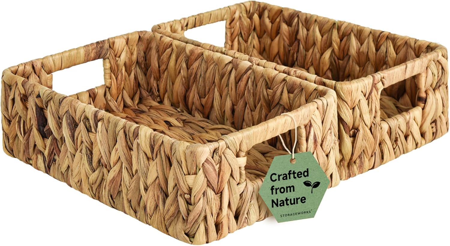 Medium Water Hyacinth Storage Baskets - Set of 2