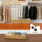 Rolling Rattan Under-Bed Storage Bin