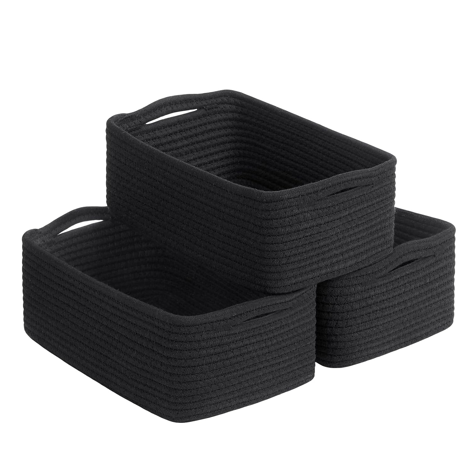 Cestas de almacenamiento tejidas en blanco y marr�n - Juego de 3