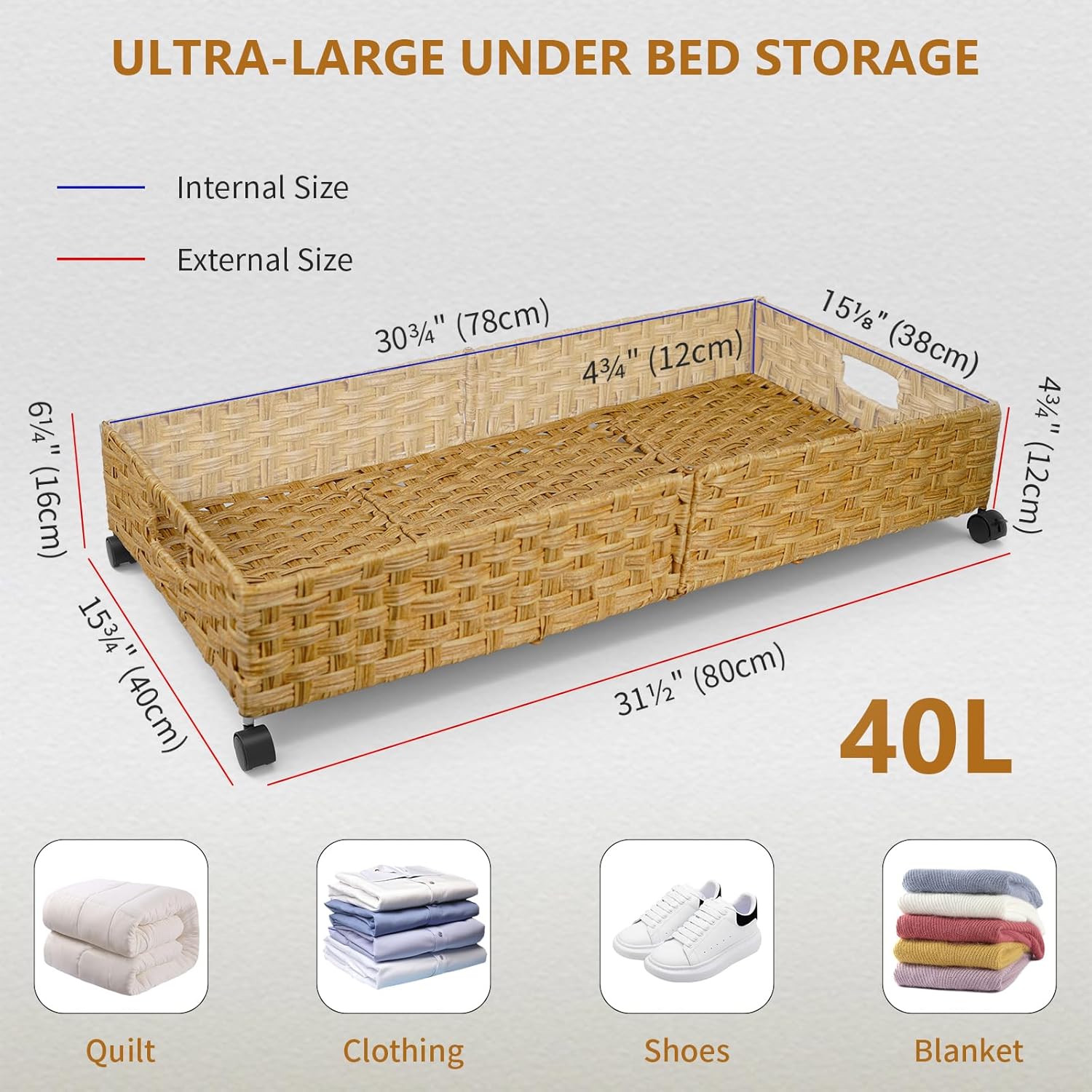 Rolling Rattan Under-Bed Storage Bin