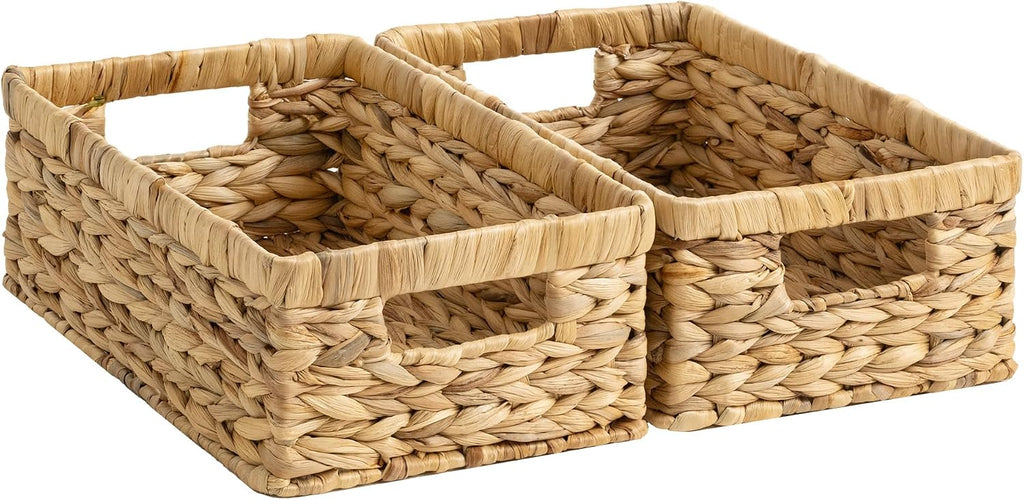 Cestas de estantes de jacinto de agua natural - Juego de 2