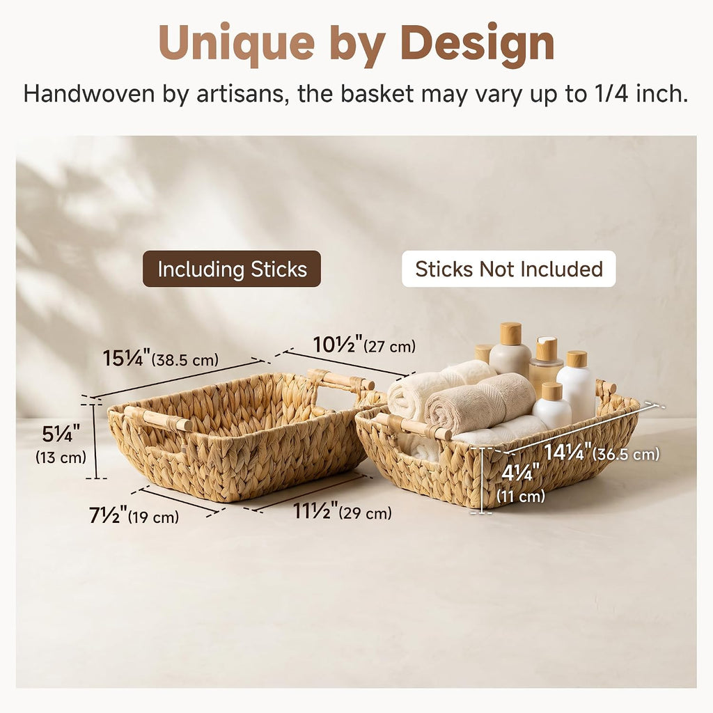 Large Water Hyacinth Storage Baskets - Set of 2