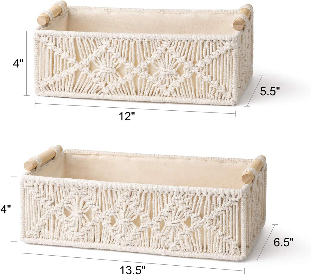 Cestas de almacenamiento de macram� boho marfil - Juego de 2