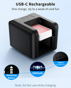 Máquina Repartidora Automática de Cartas - Recargable para 1/2/3 Barajas, 1-12 Jugadores, Distancia de Reparto Ajustable, Silenciosa, Rotación 360° y 180°, Compatible con Poker, UNO, Bridge, Blackjack y Más