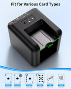 Máquina Repartidora Automática de Cartas - Recargable para 1/2/3 Barajas, 1-12 Jugadores, Distancia de Reparto Ajustable, Silenciosa, Rotación 360° y 180°, Compatible con Poker, UNO, Bridge, Blackjack y Más