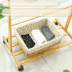 Cesta de almacenamiento de mimbre rectangular forrada