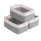 Cestas de almacenamiento tejidas en blanco y marr�n - Juego de 3