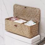Whitewashed Seagrass Toilet Tank Basket with Lid
