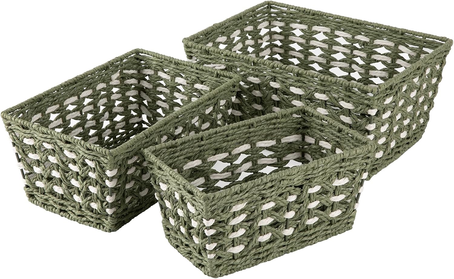 Cestas de estante de cuerda de papel tejidas a mano