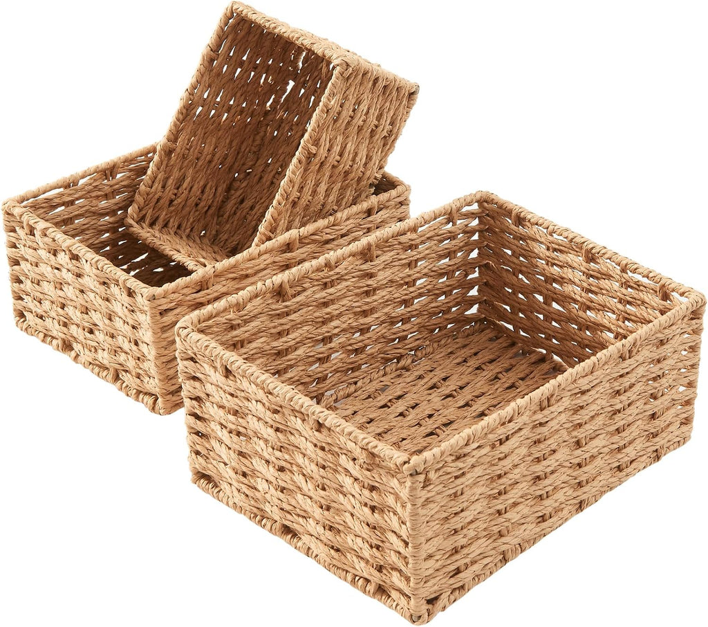 Cestas de almacenamiento de cuerda de papel natural - Juego de 3