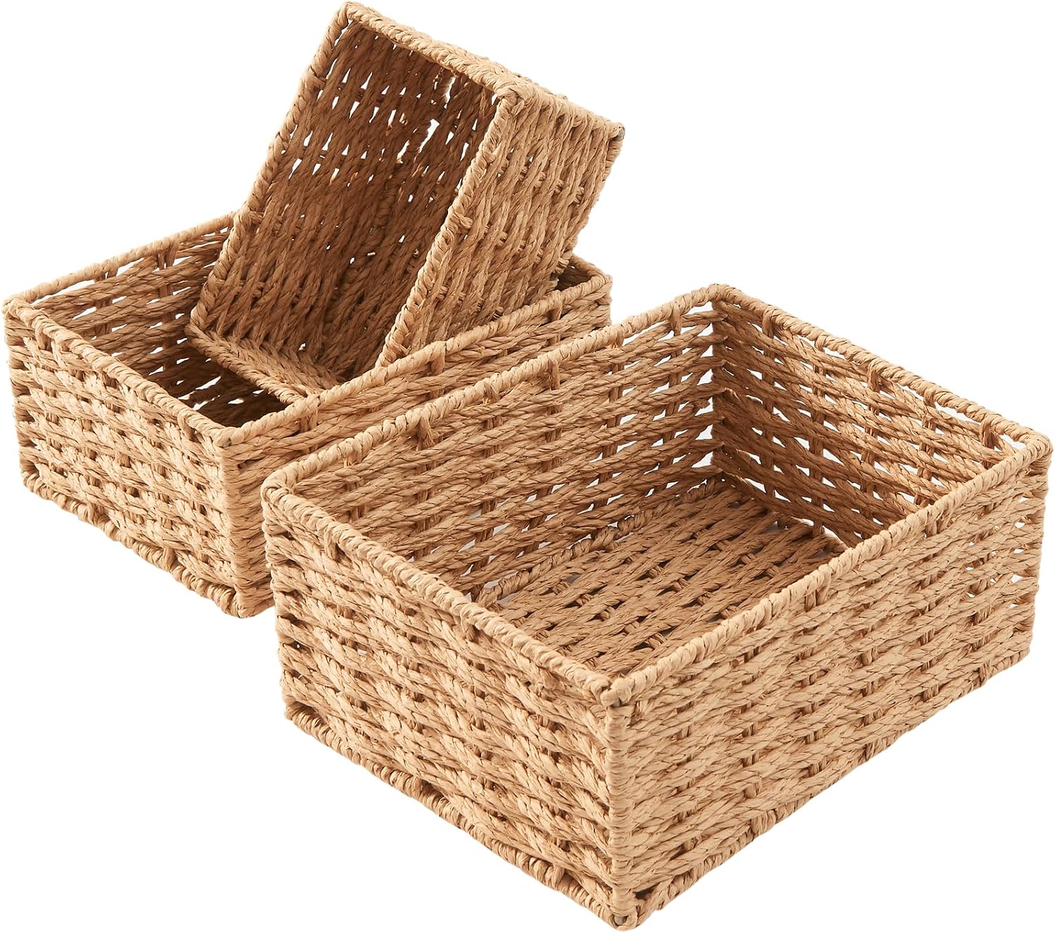 Cestas de almacenamiento de cuerda de papel natural - Juego de 3