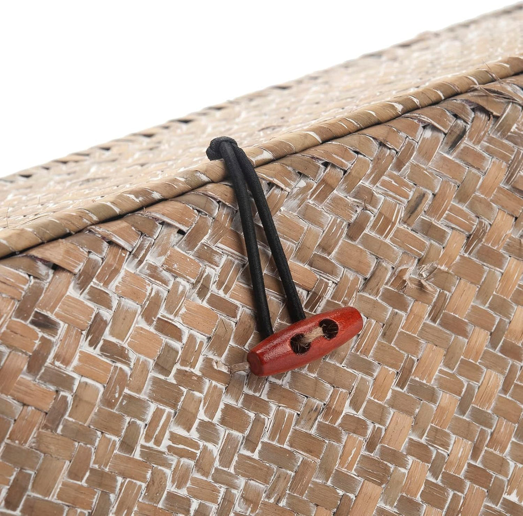 Whitewashed Seagrass Toilet Tank Basket with Lid