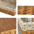 Cesta de almacenamiento de mimbre rectangular forrada